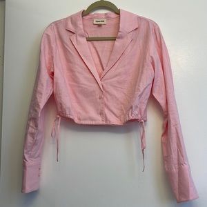 Pink Cropped Collared Shirt